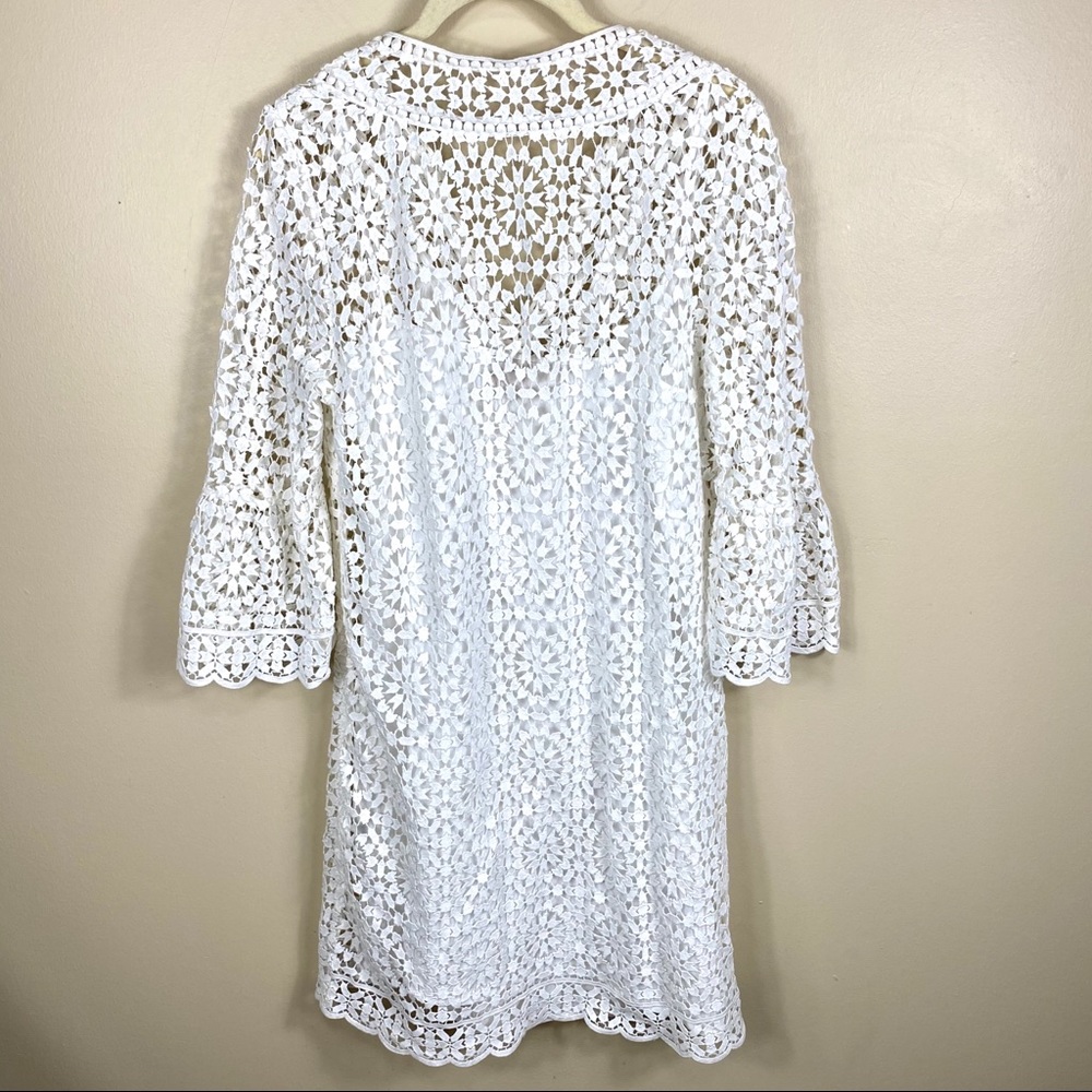 KATE SPADE White Lace Long Sleeve Mini Dress 2 - Picture 9 of 13
